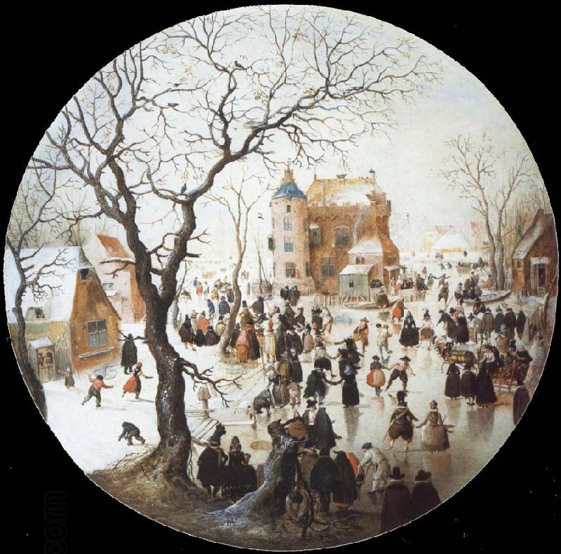 Hendrick Avercamp A Winter Scene with Skaters near a Castle China oil painting art